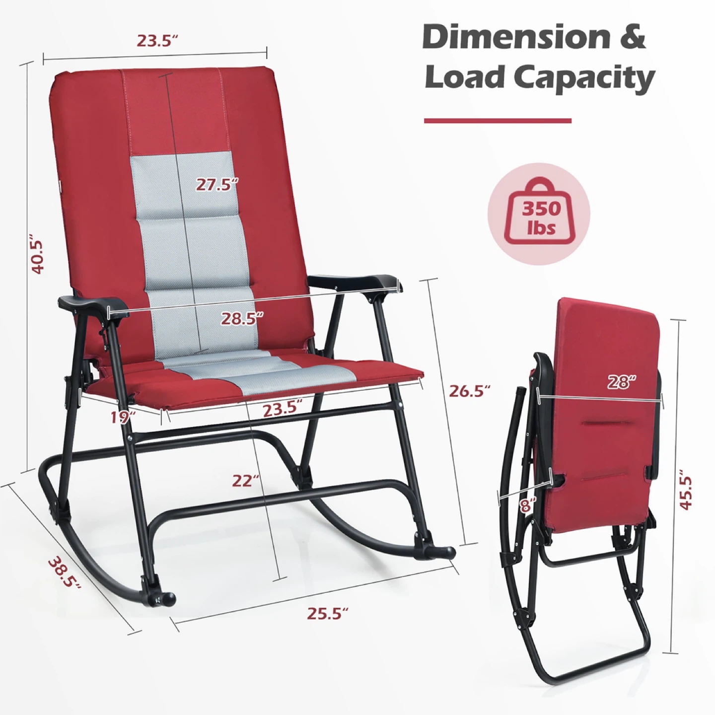 Foldable Rocking Padded Chair Portable Camping - photo 3