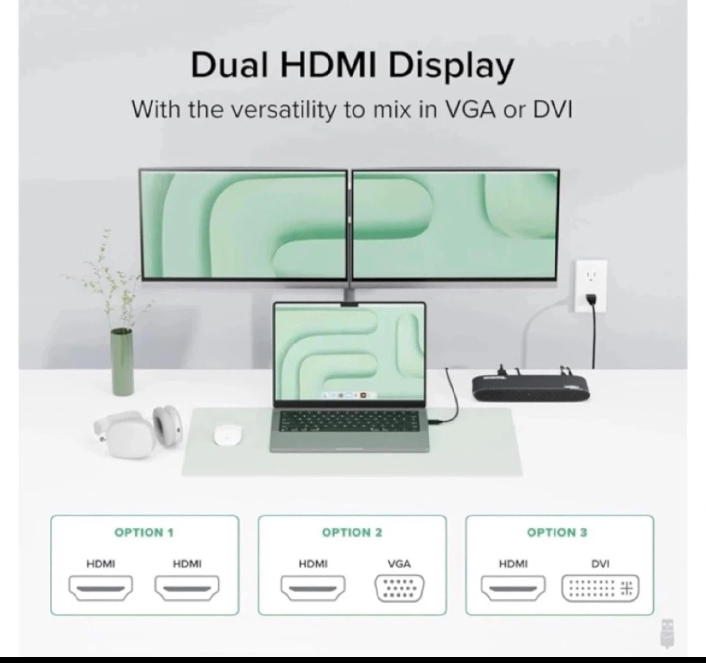 🥕 Plugable USB 3.0 Dual Monitor Horizontal Docking Station - photo 2