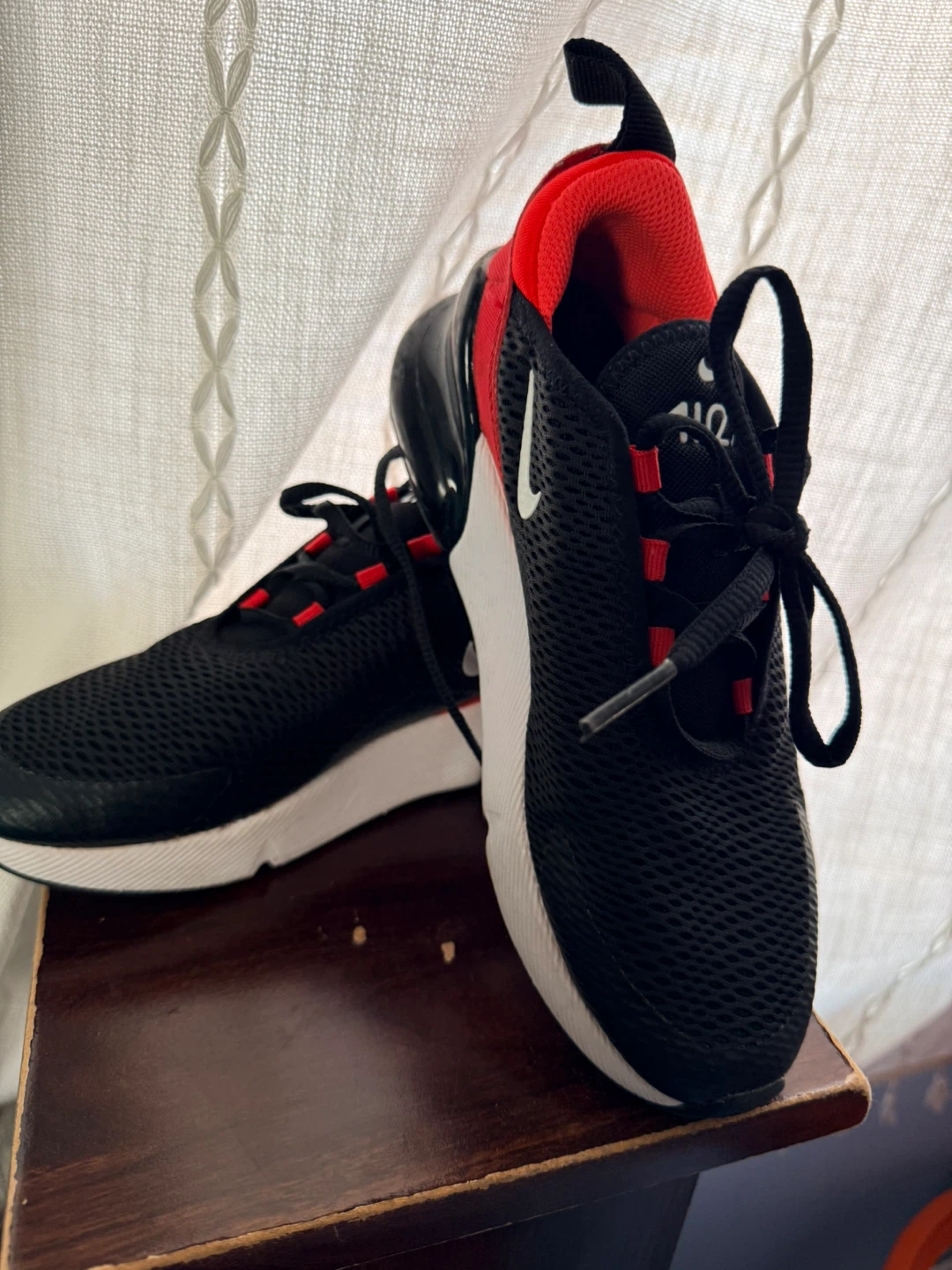 Nike Air Max 270 Kids Shoes Size 2Y Black Red - photo 2