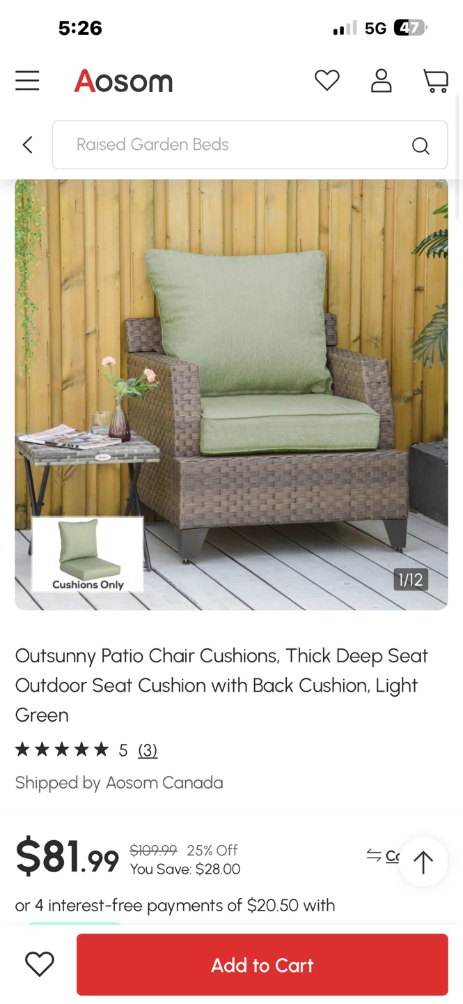 Patio Chair Cushions, Thick Deep Seat Outdoor Seat Cushion
