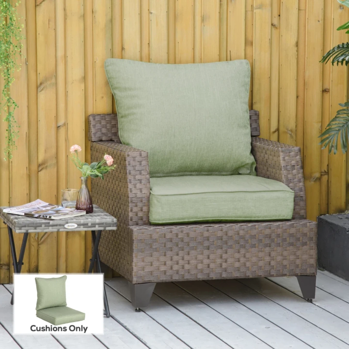 Patio Chair Cushions, Thick Deep Seat Outdoor Seat Cushion - photo 2