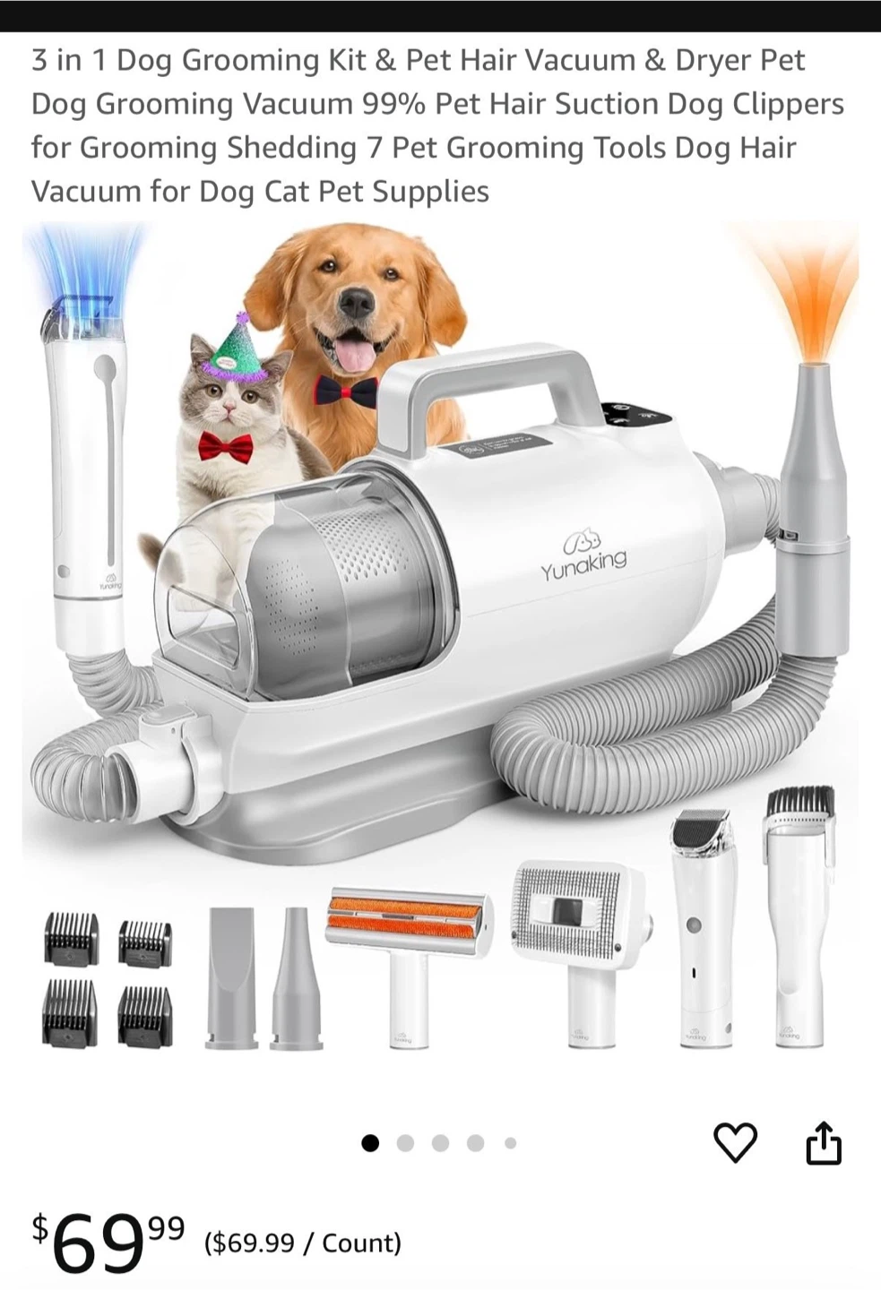 YunKing Dog Grooming Vacuum & Dryer Kit