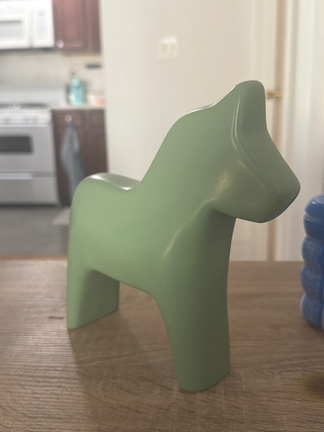 IKEA Klotplatan Dala-Style Horse Figure Earthenware Sage Green - photo 2
