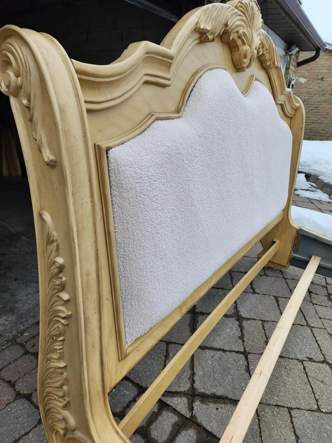 Ornate Carved Headboard and Footboard Sleigh Bed Frame - photo 4