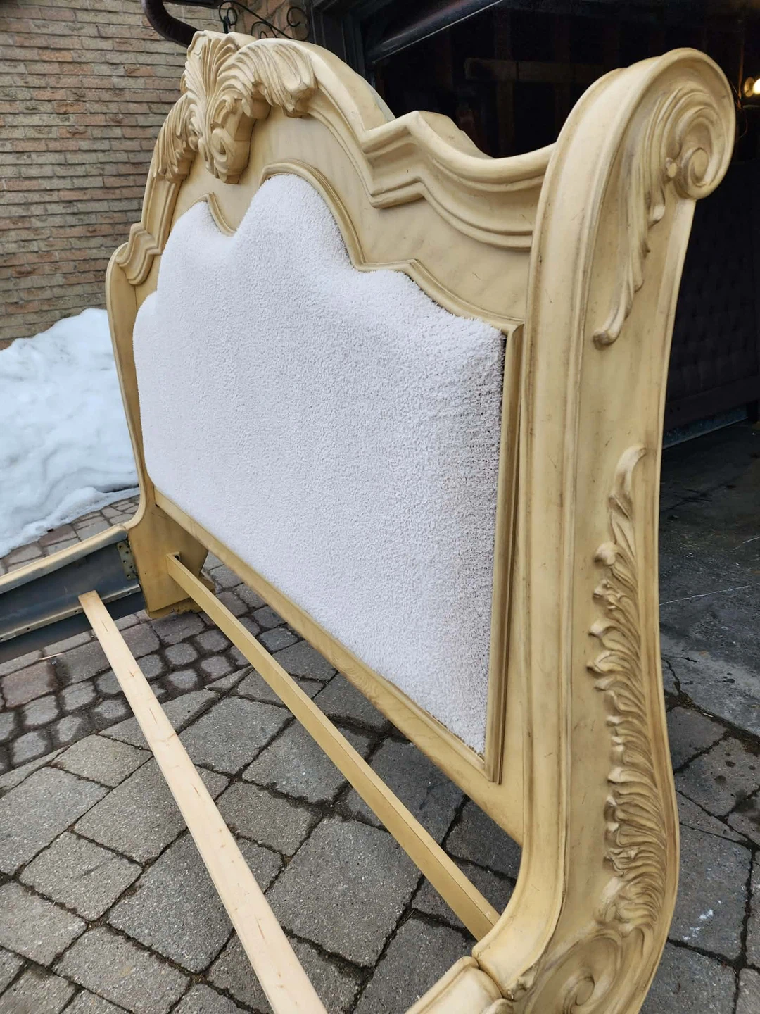 Ornate Carved Headboard and Footboard Sleigh Bed Frame - photo 3