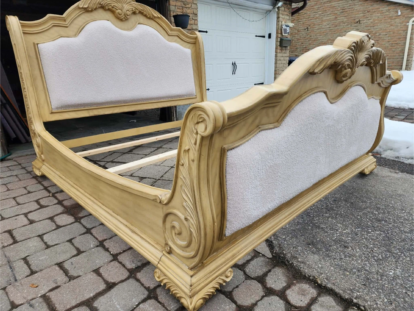 Ornate Carved Headboard and Footboard Sleigh Bed Frame - photo 5