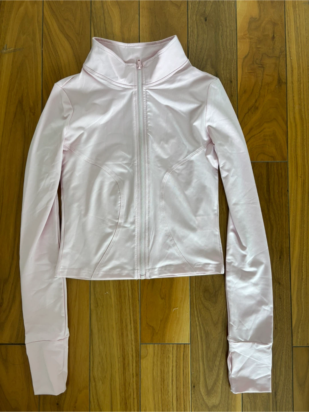 S Pink Athletic Zip-Up Jacket and Flare Pants Set - photo 2