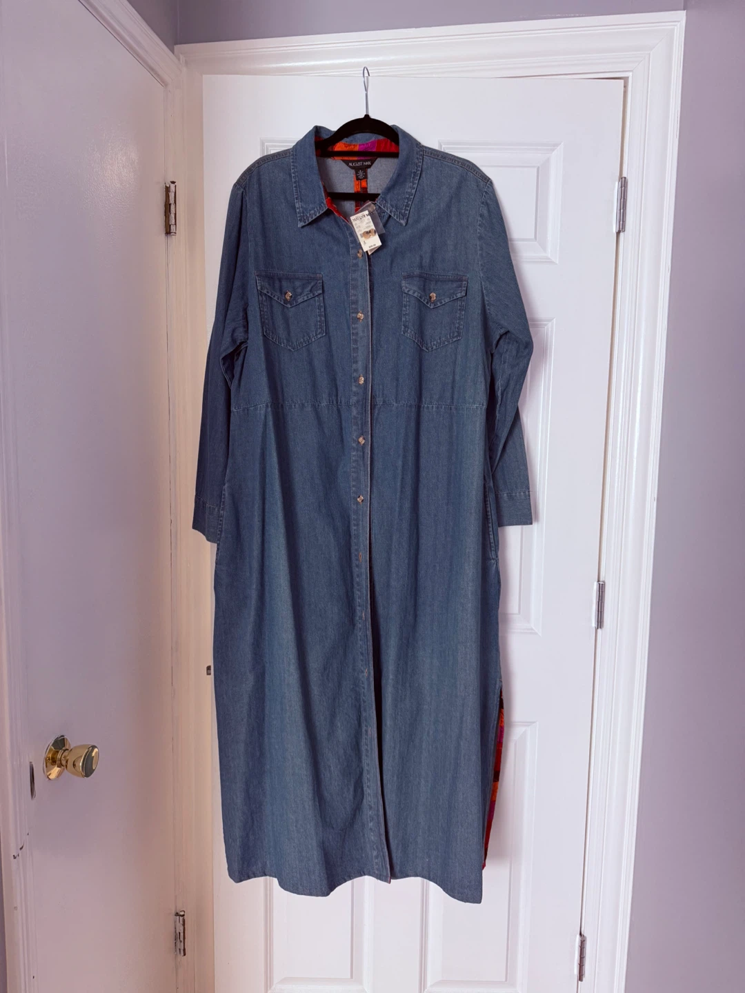 August Max Women's Denim Long Button-Down Shirt Dress Size 5