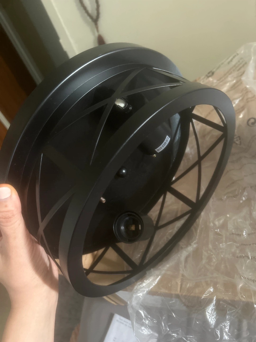 Black Metal Flush Mount Ceiling Light Fixture
