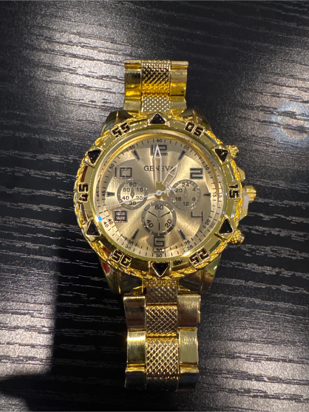 Geneva Gold Tone Chronograph Watch
