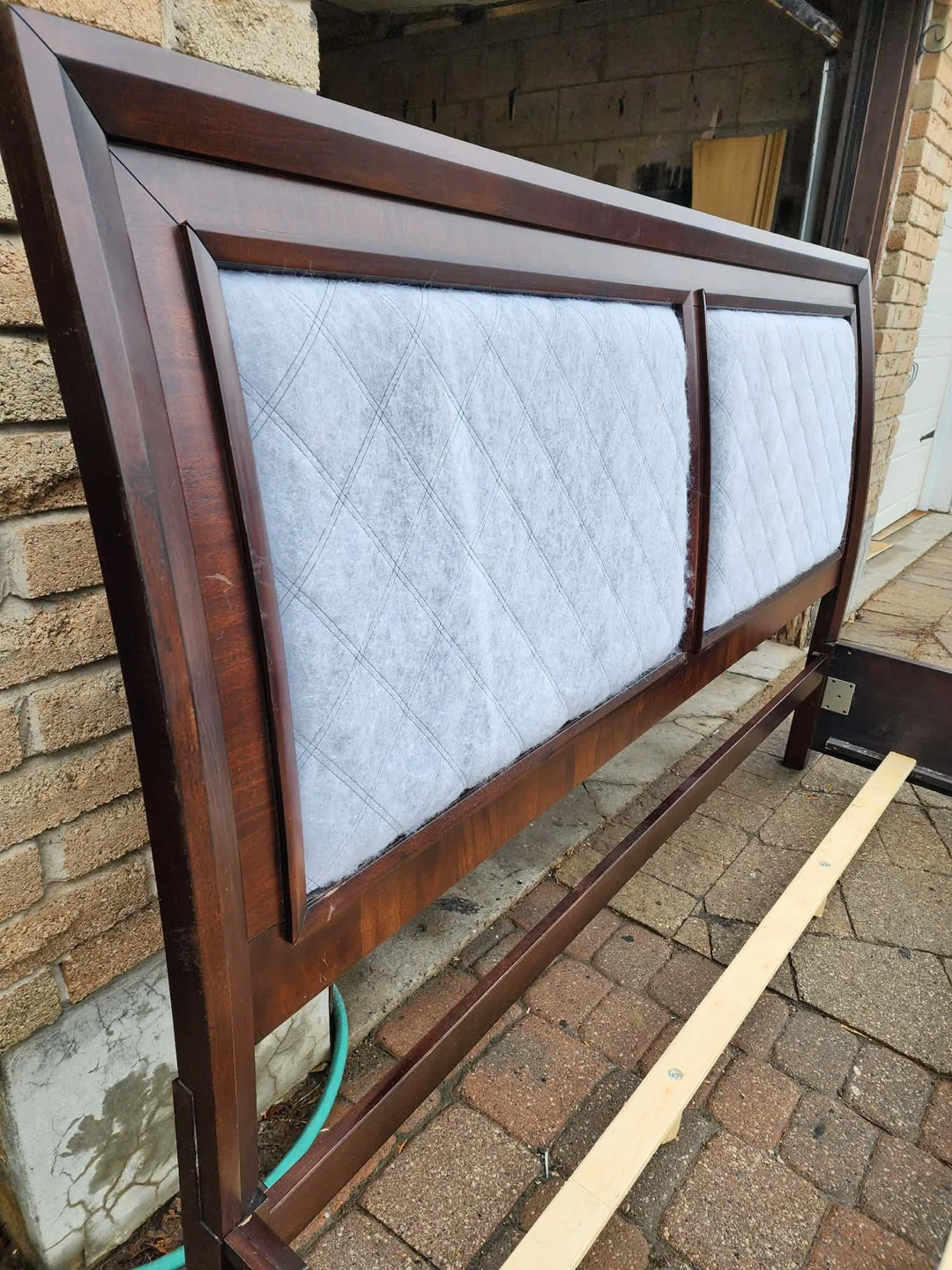 Wooden Bed Frame with Upholstered Headboard - photo 3