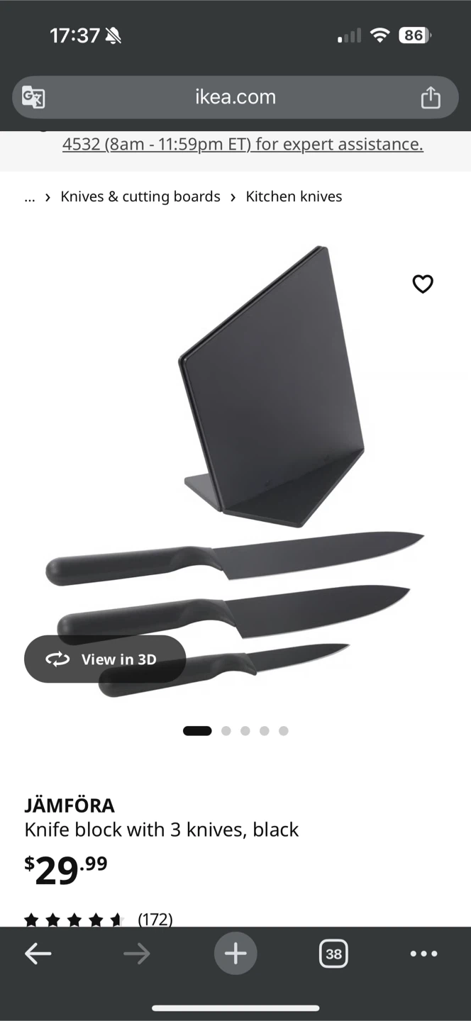 IKEA JÄMFÖRA Knife Block with 3 Knives - photo 2