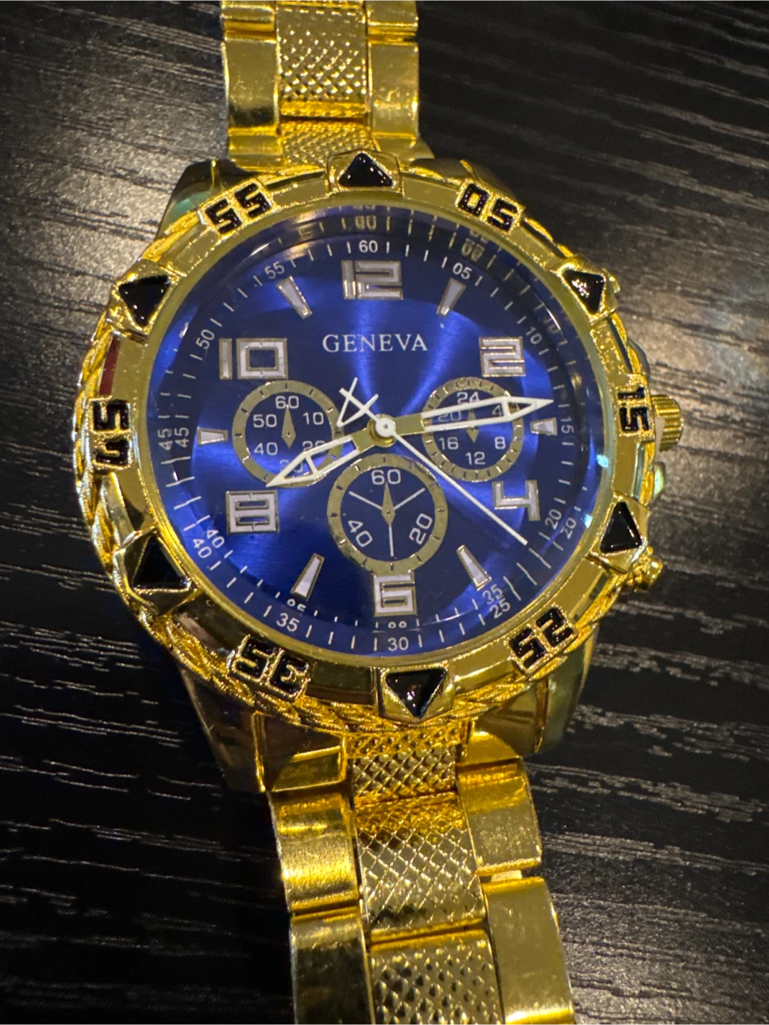 Geneva Gold-Tone Blue Dial Watch - photo 2