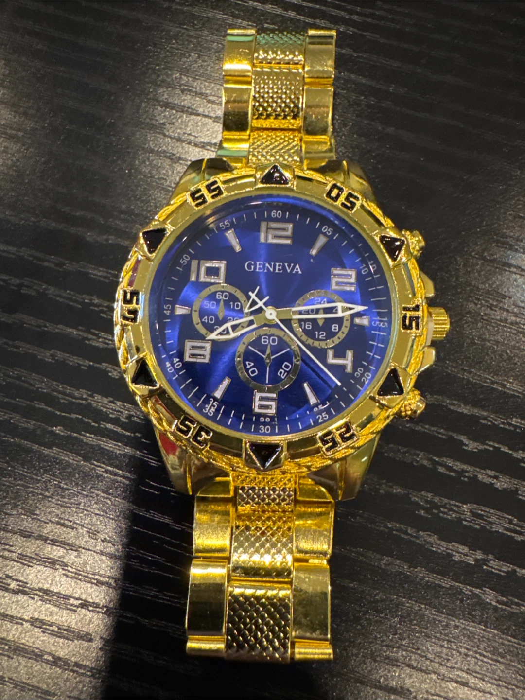 Geneva Gold-Tone Blue Dial Watch