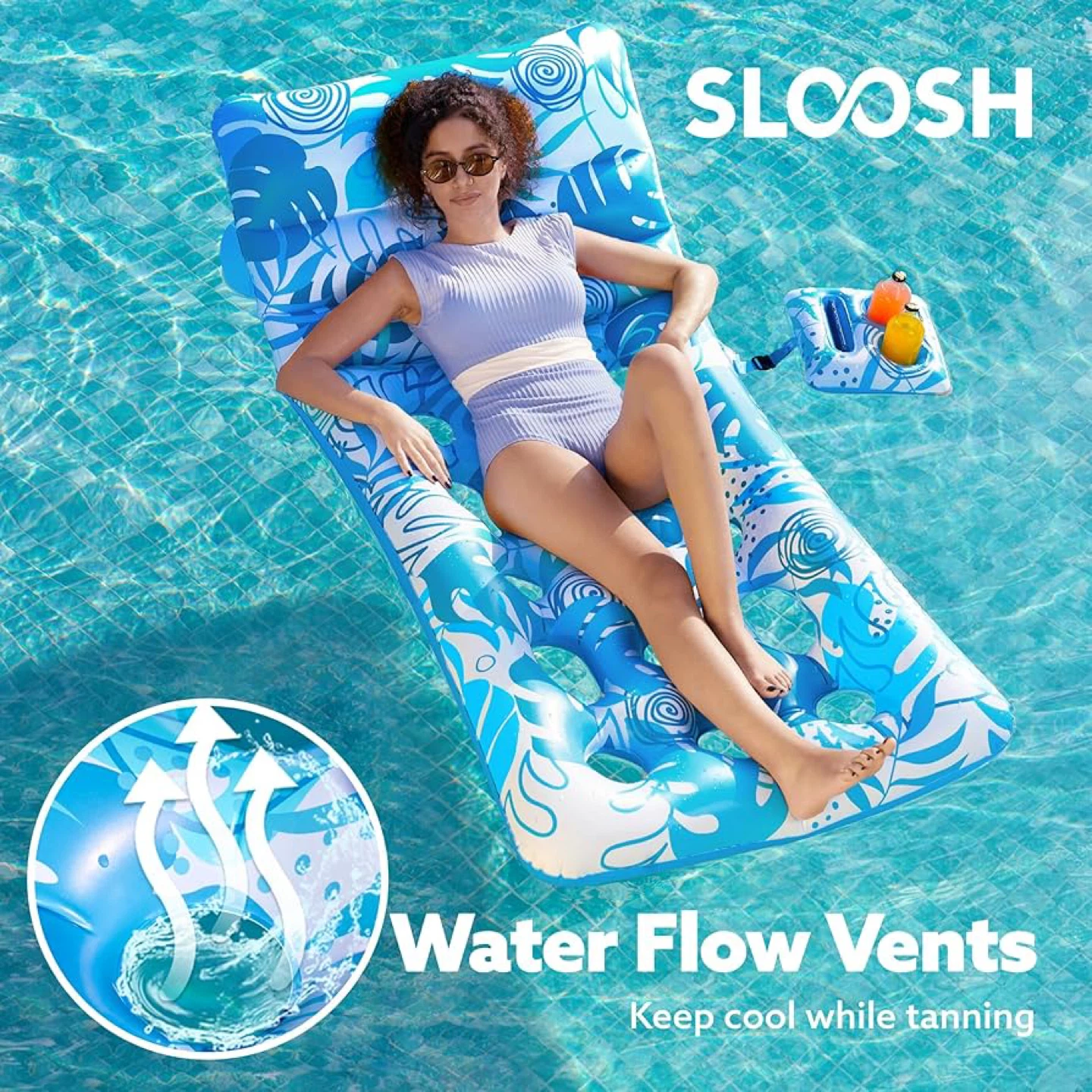 SLOOSH Blue Lounger Inflatable Pool Float - photo 2