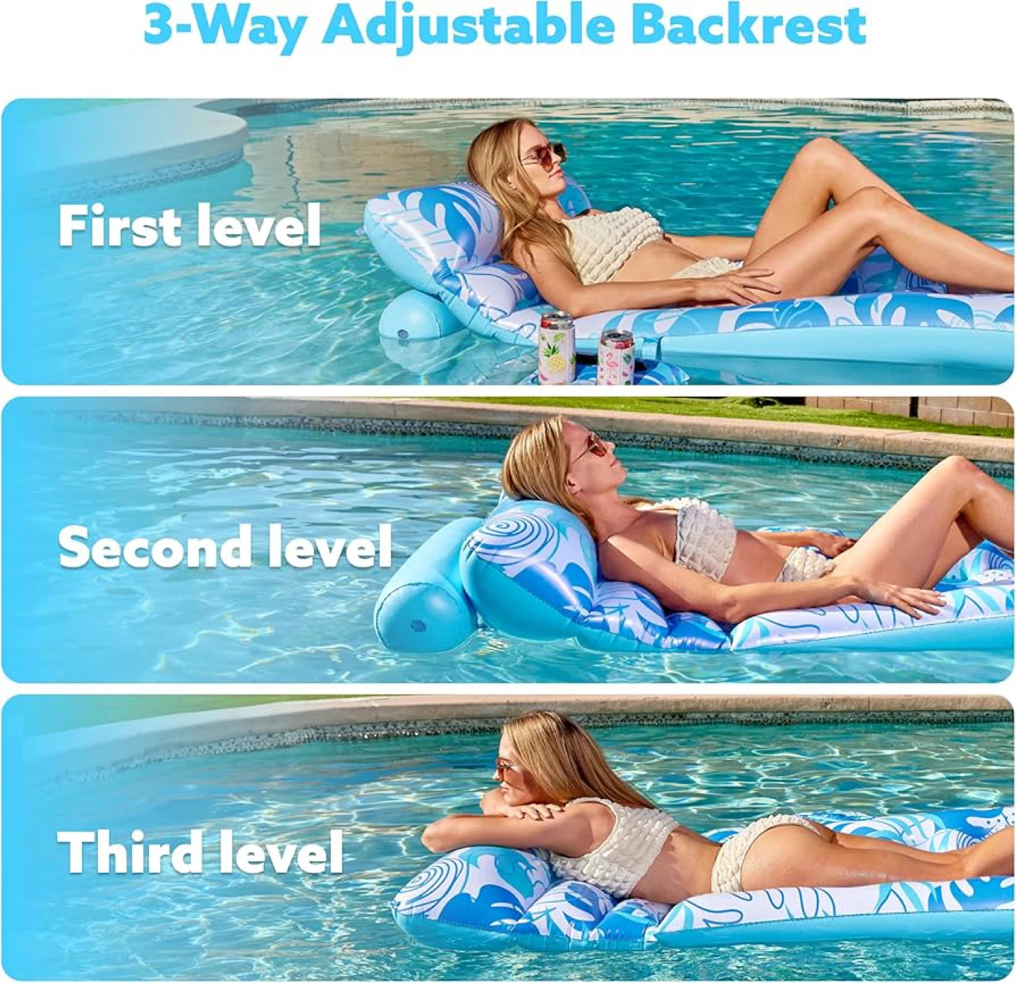 SLOOSH Blue Lounger Inflatable Pool Float - photo 3
