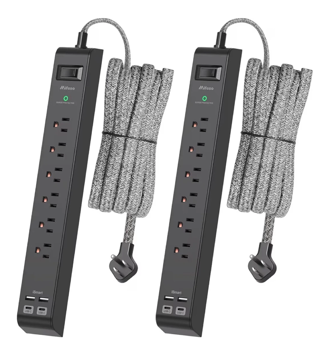 🥕 Mifaso 2 Pack Smart Surge Protector with USB C Ports