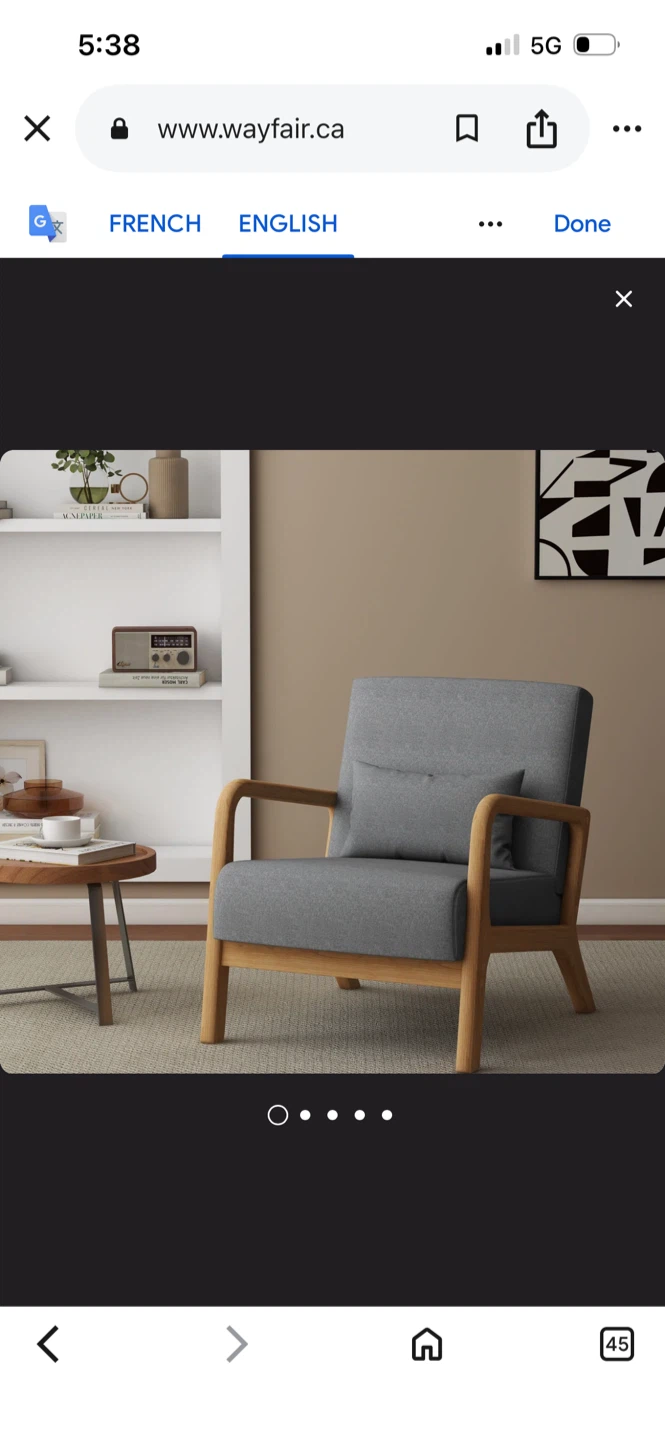 New Jyrin 25.8" Wide Mid Century Accent Chair