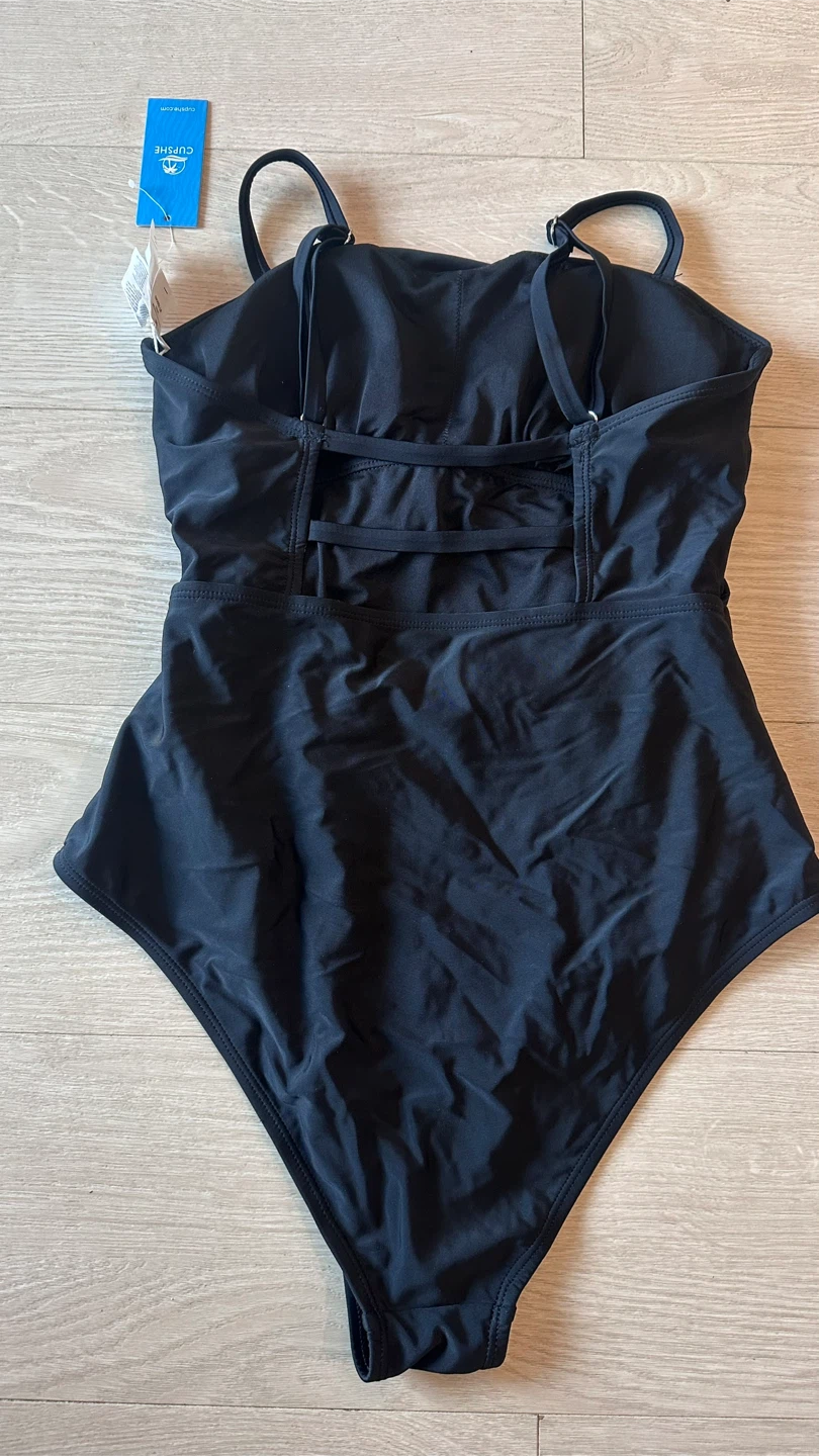 Black Ruched One-Piece Swimsuit - Size M - New - photo 4