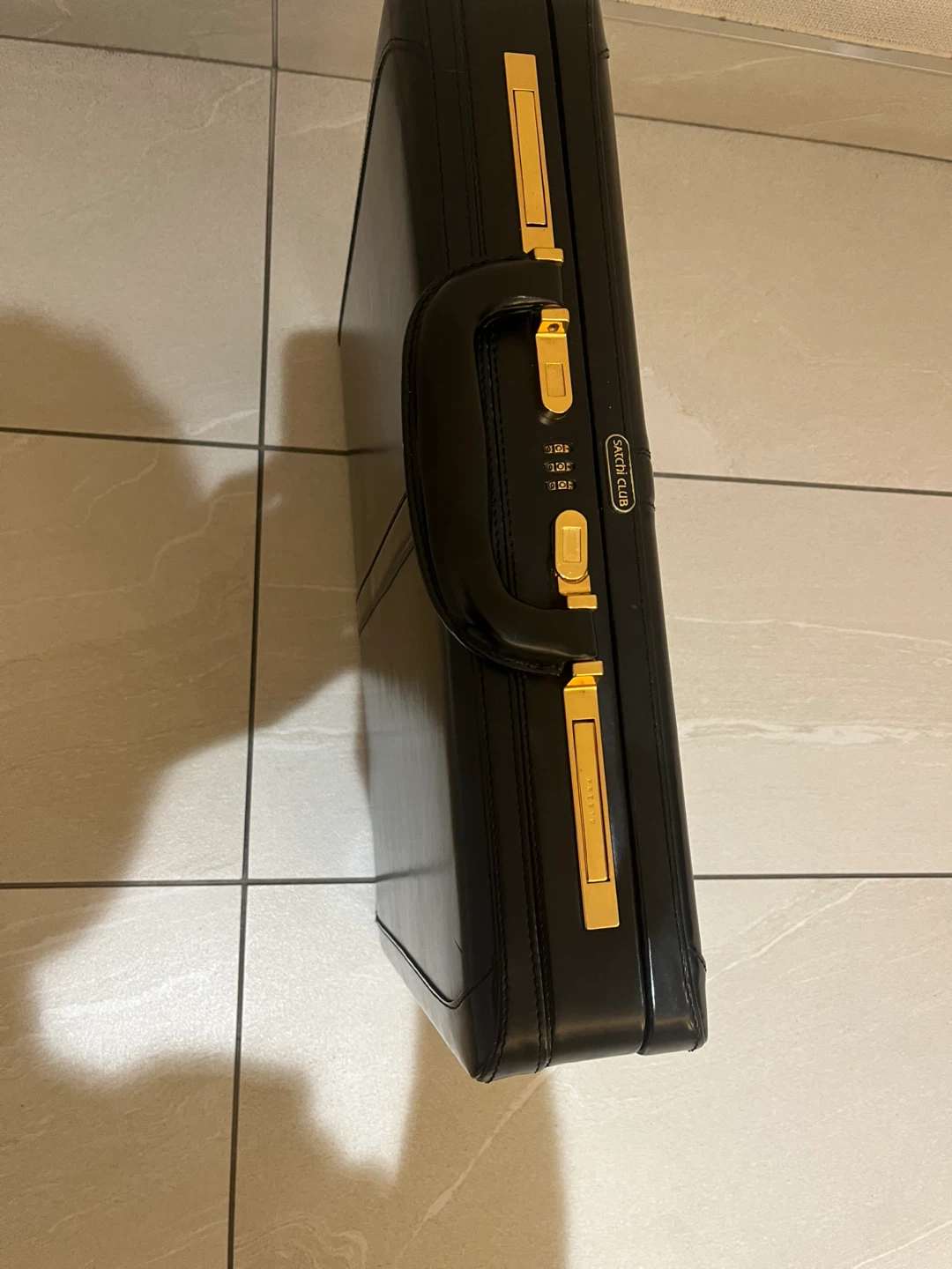 Satchi Club Black Leather Briefcase with Combination Lock - photo 3