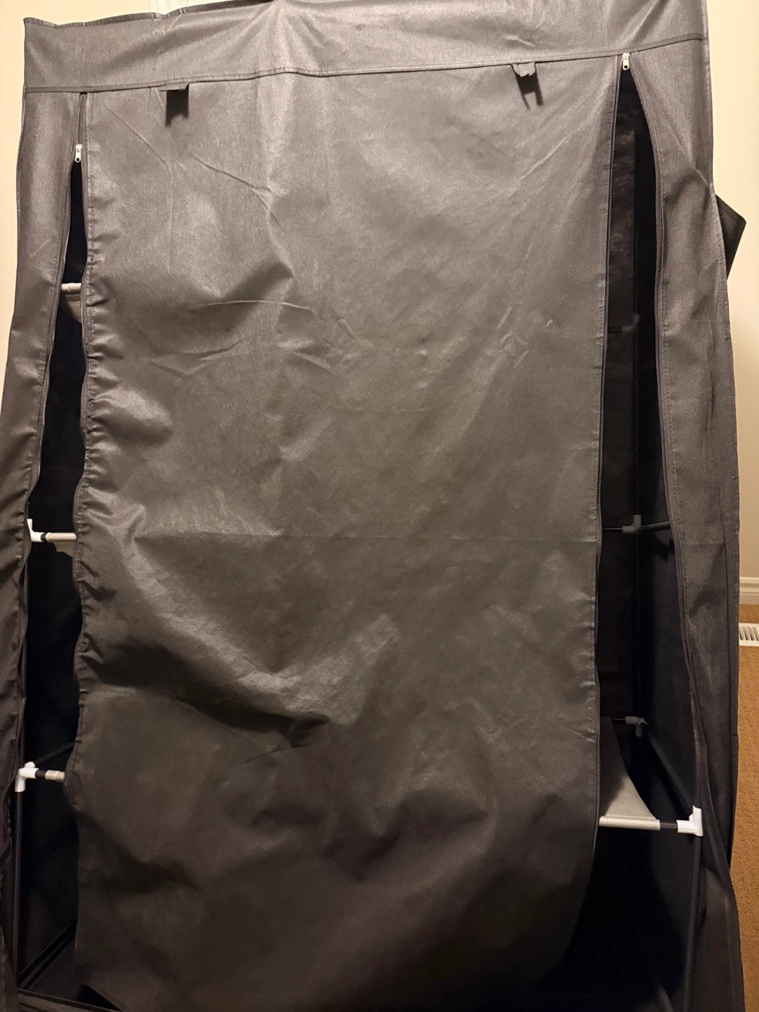 Black Portable Wardrobe Storage Organizer with Shelves - photo 3