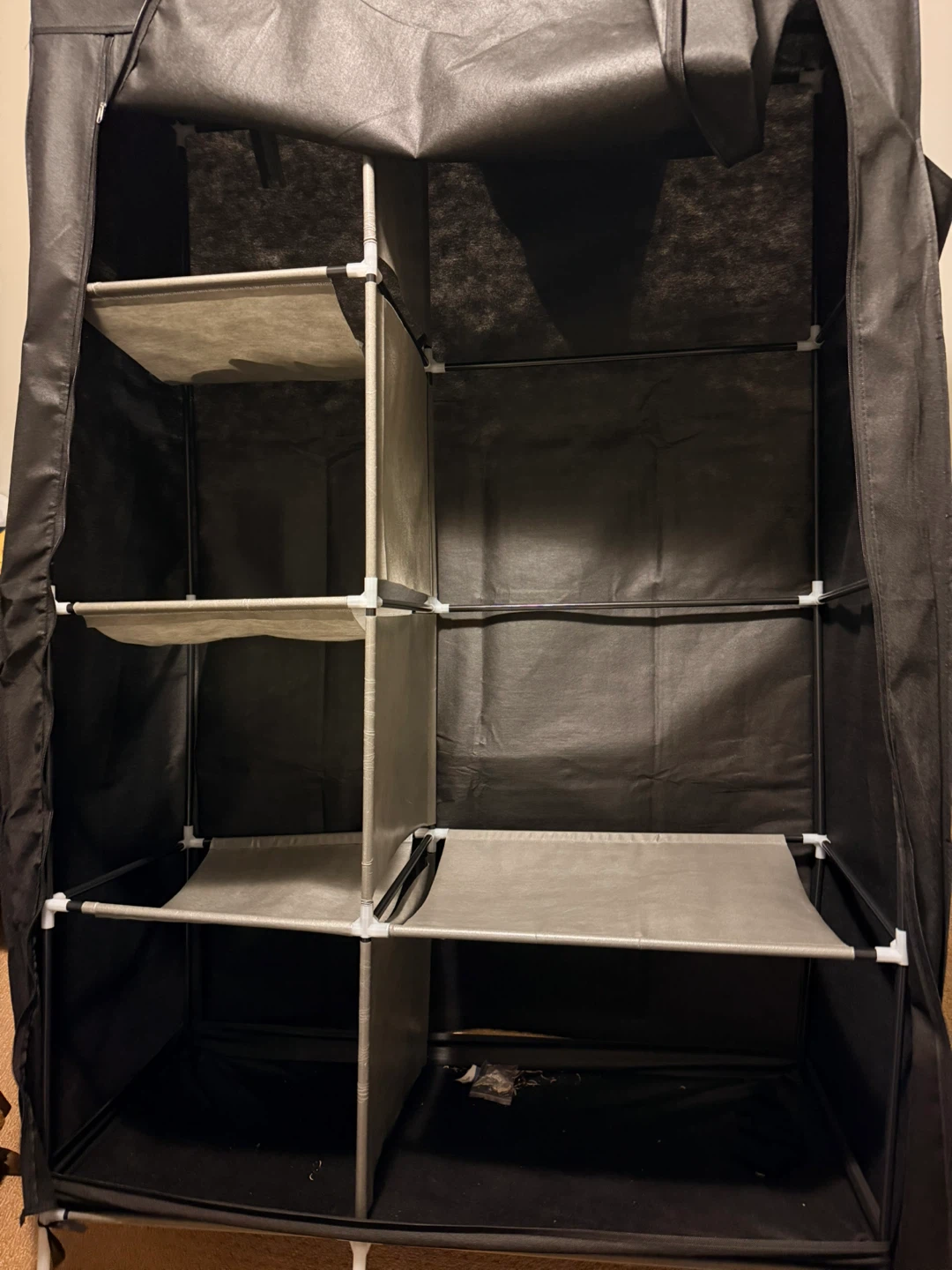 Black Portable Wardrobe Storage Organizer with Shelves - photo 2