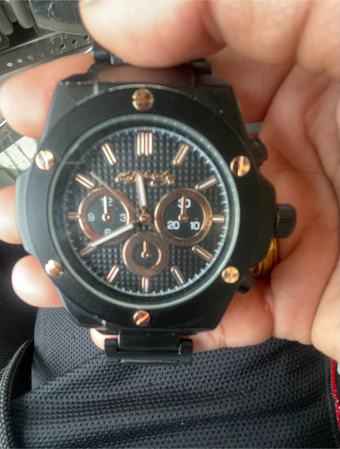 Ed Hardy Watch Black Rose Gold Chronograph