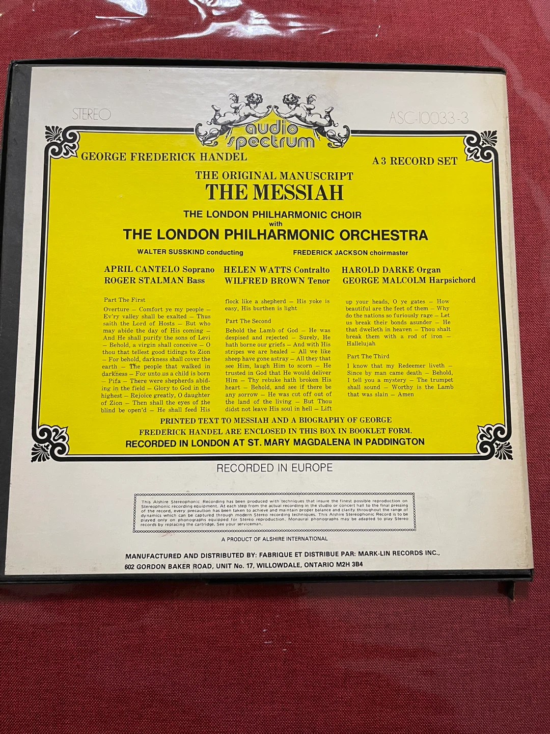George Frederick Handel The Messiah 3 Record Set - photo 2
