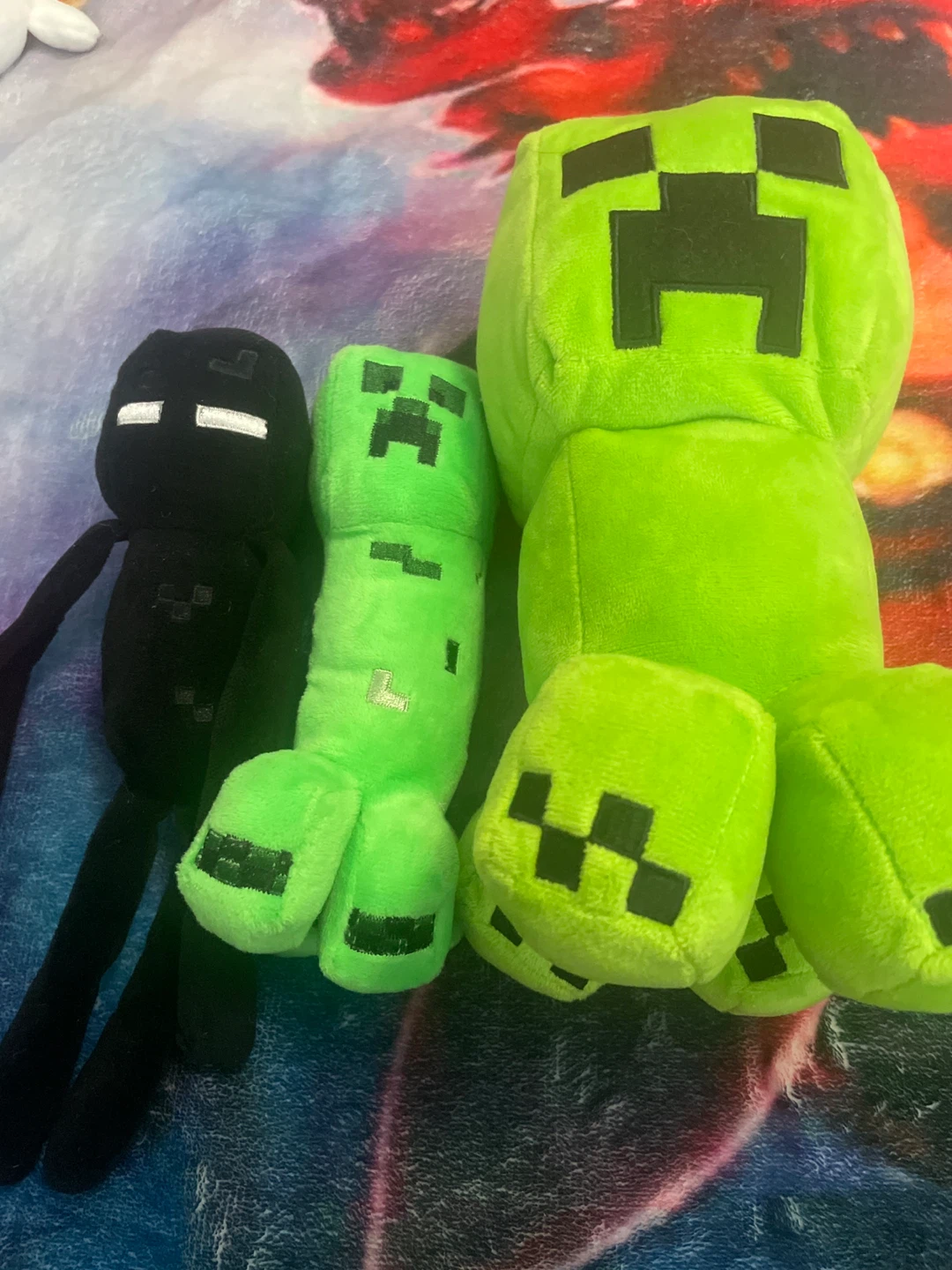 Minecraft creepers and enderman plushies