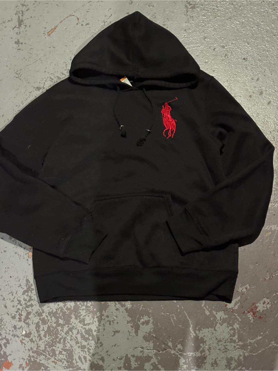 Black Polo Ralph Lauren Hoodie with Red Pony Logo