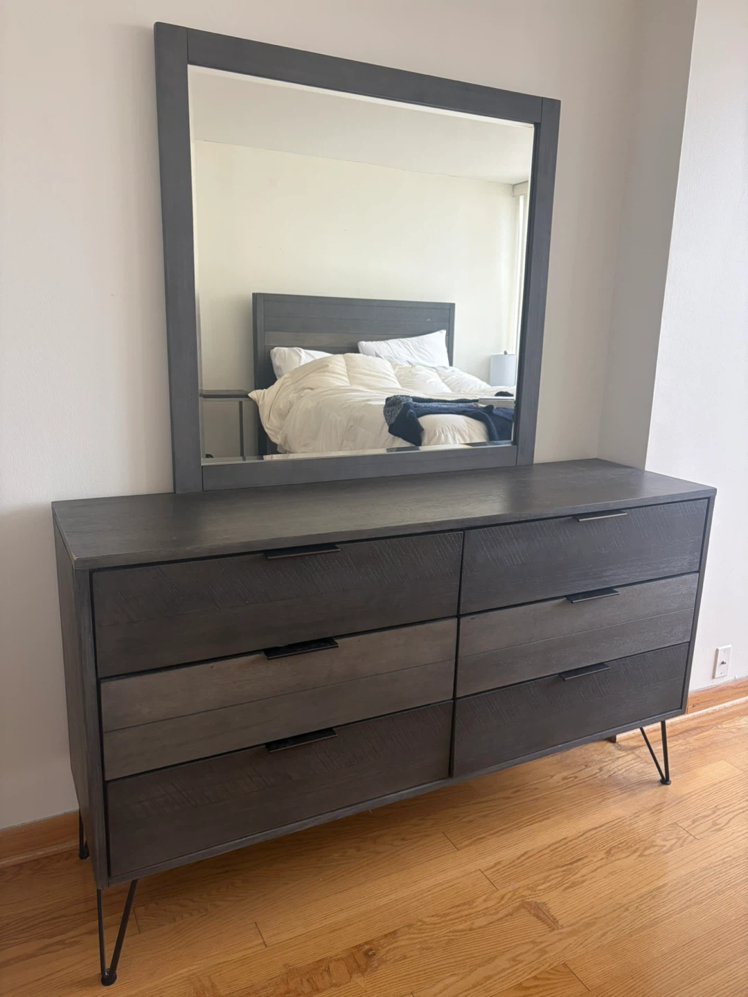 Dark Gray 6-Drawer Dresser with Mirror - photo 2