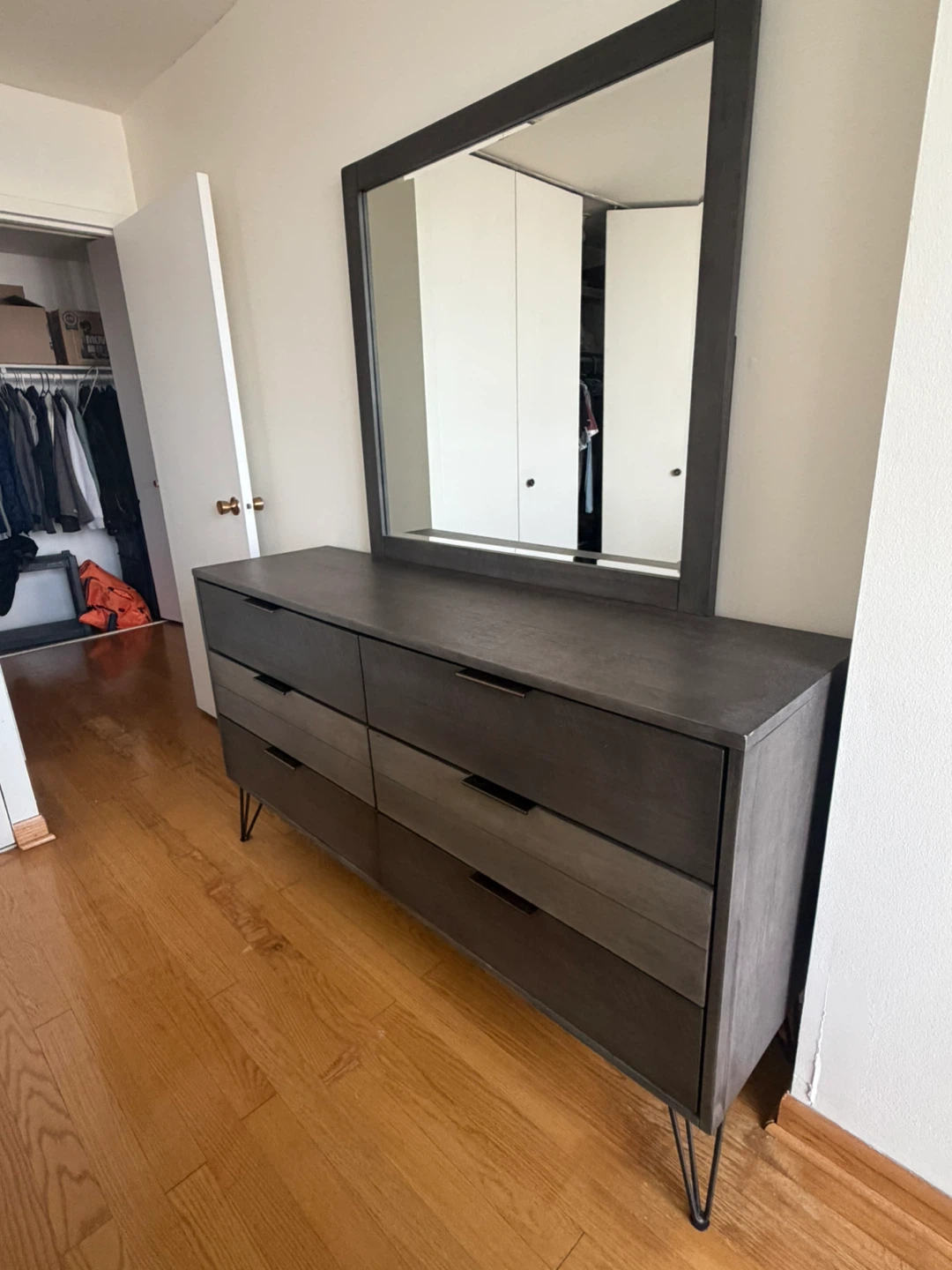 Dark Gray 6-Drawer Dresser with Mirror - photo 3