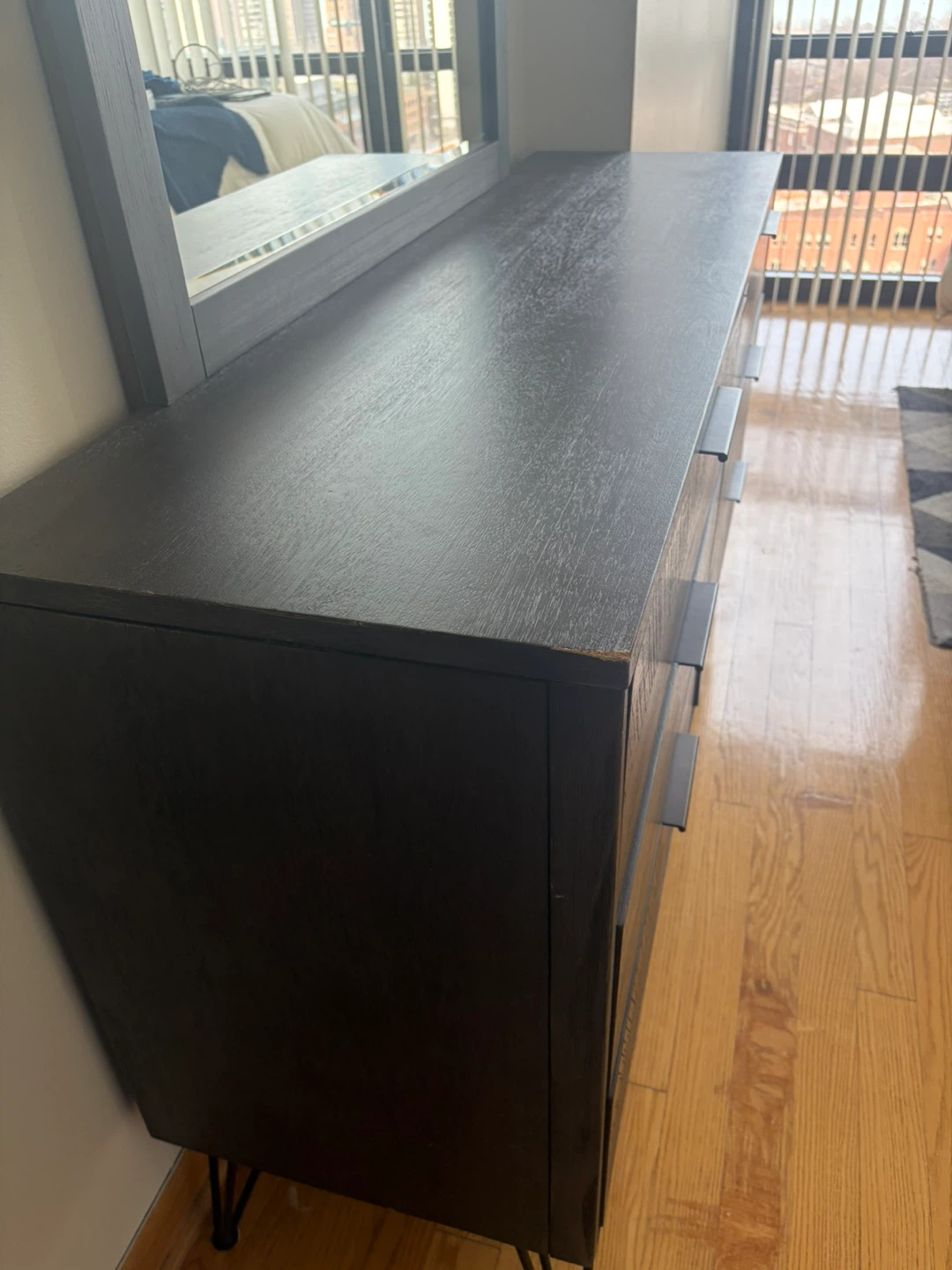 Dark Gray 6-Drawer Dresser with Mirror - photo 4