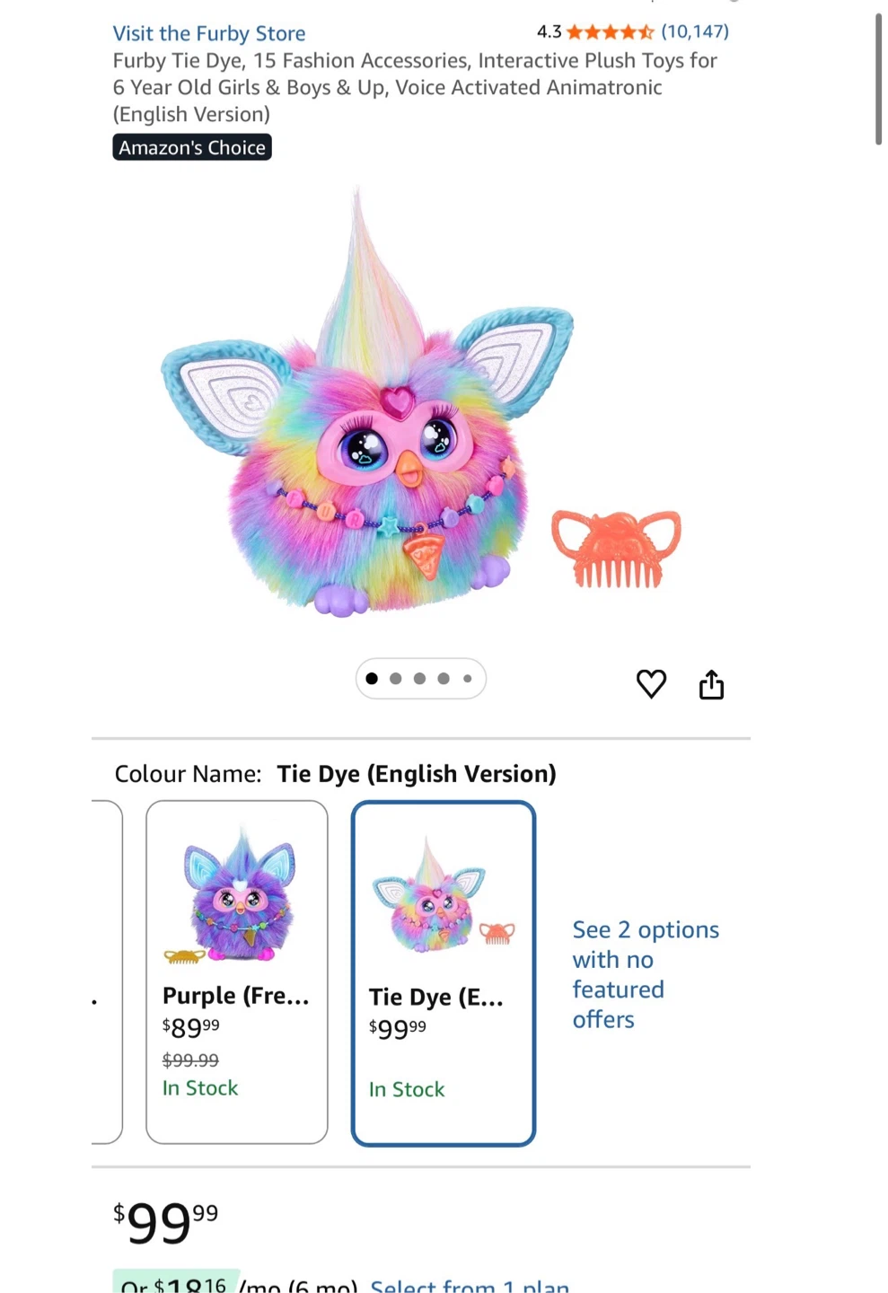 Furby Tie Dye Interactive Plush Toy - photo 4