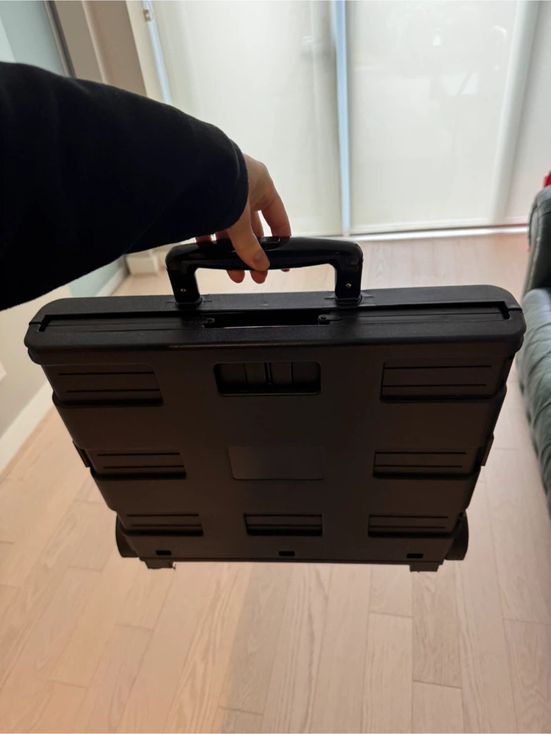Black Folding Rolling Crate with Handle - photo 2