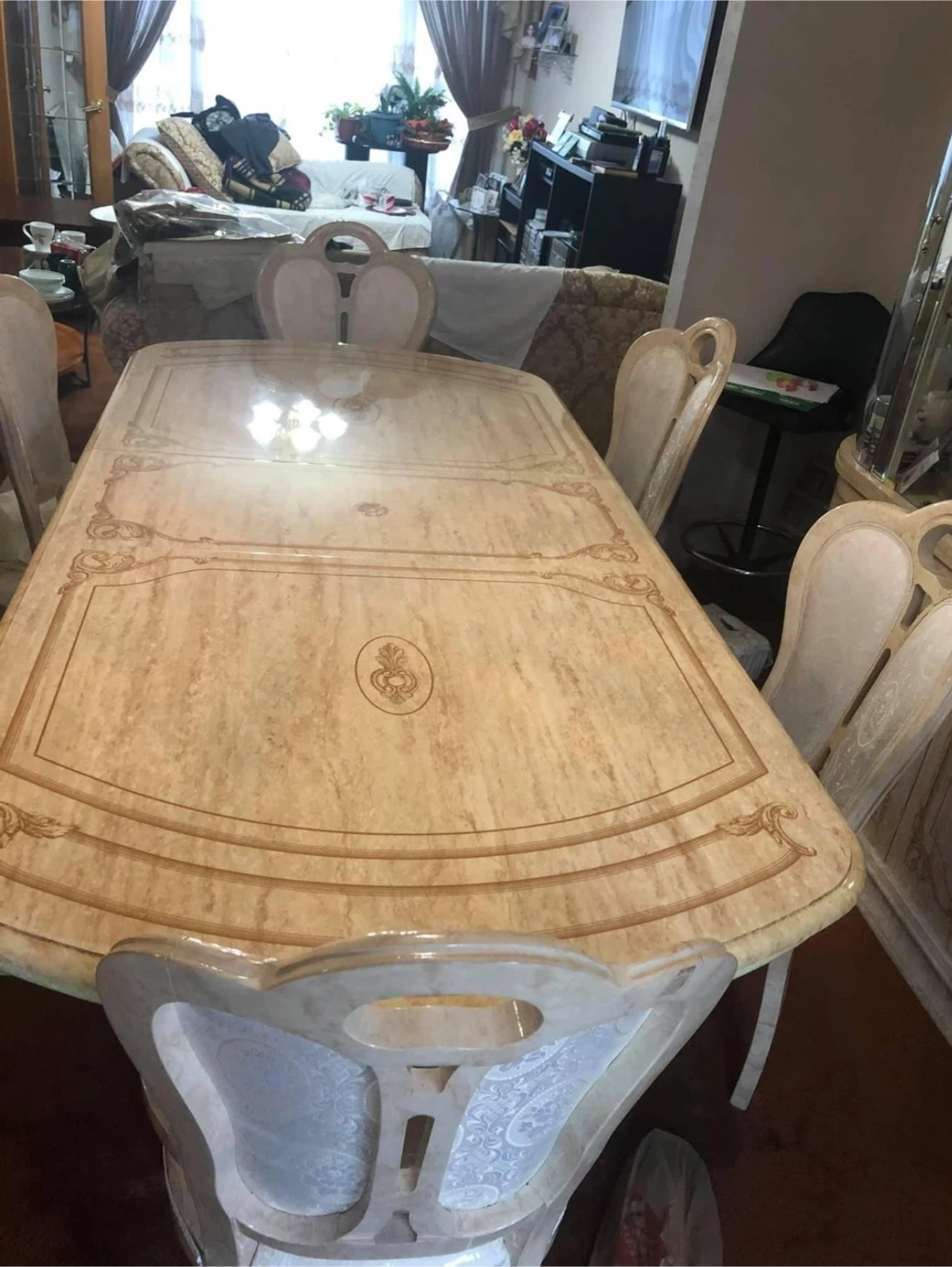 Marble Top Dining Table with 6 Chairs - photo 5