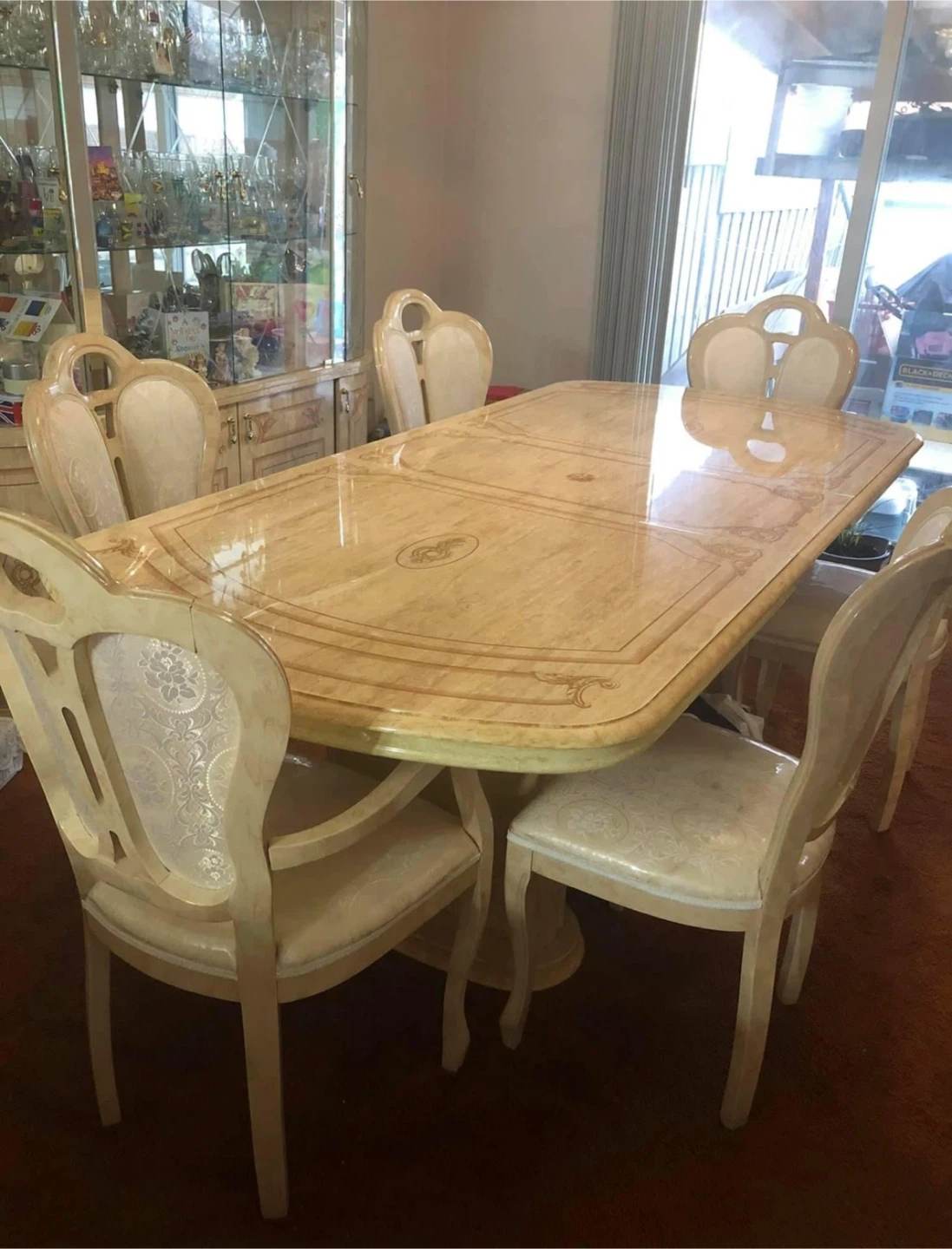 Marble Top Dining Table with 6 Chairs