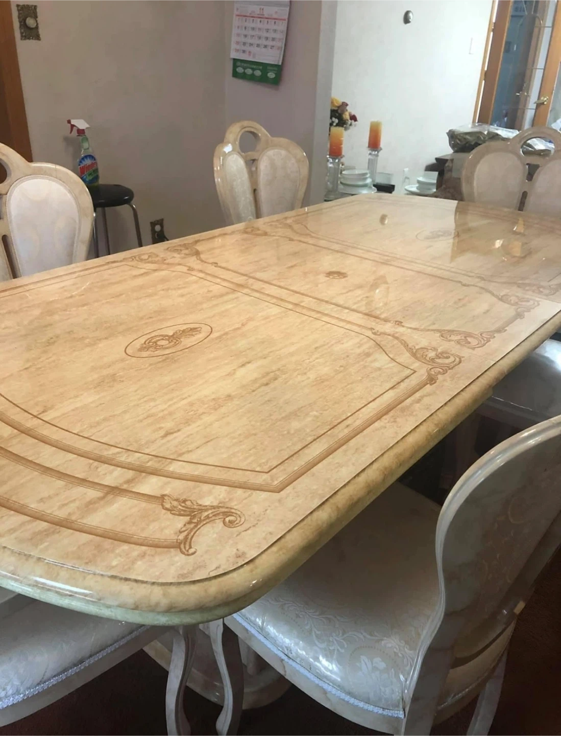 Marble Top Dining Table with 6 Chairs - photo 2
