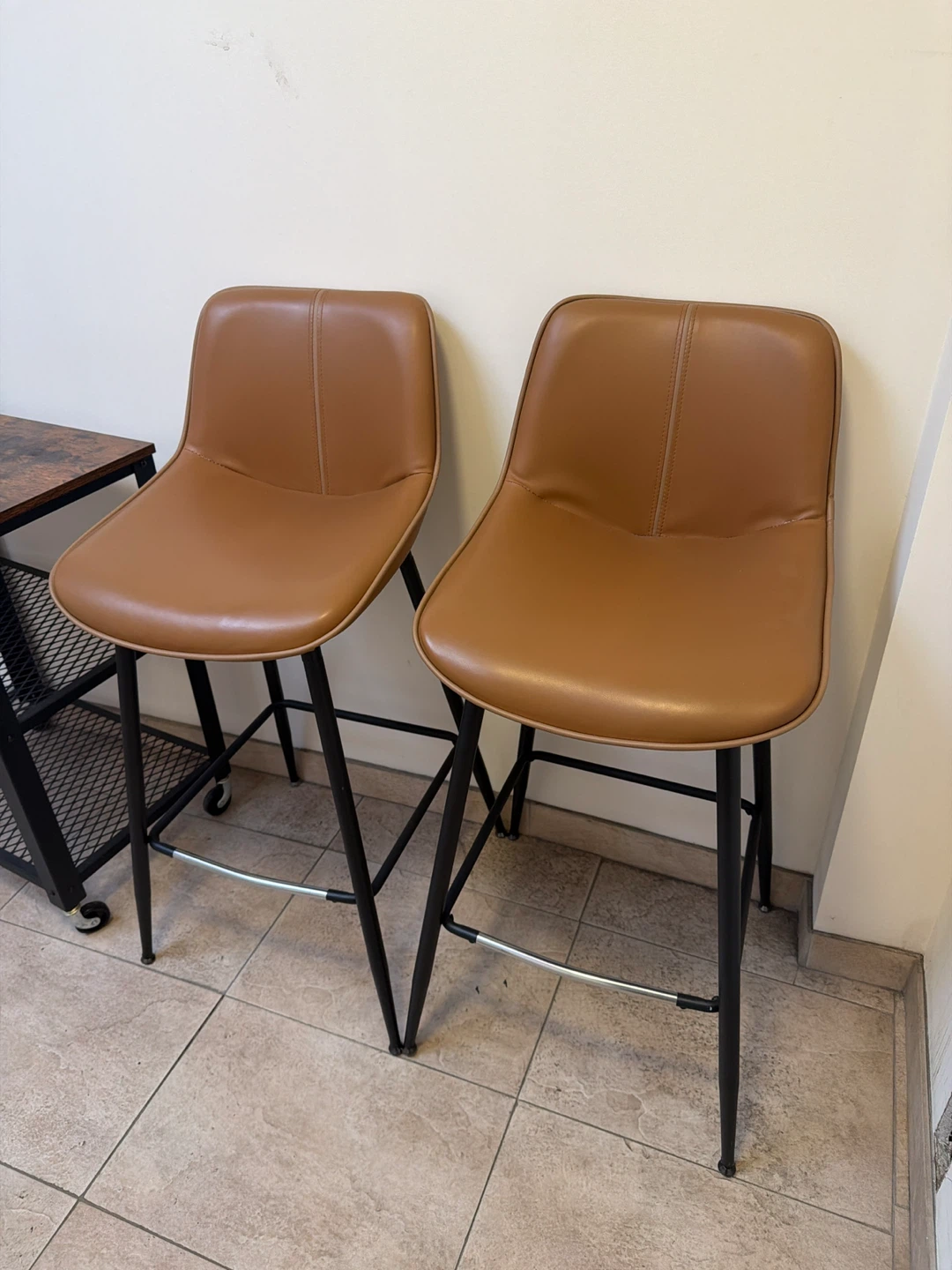 Two leather Bar Stools