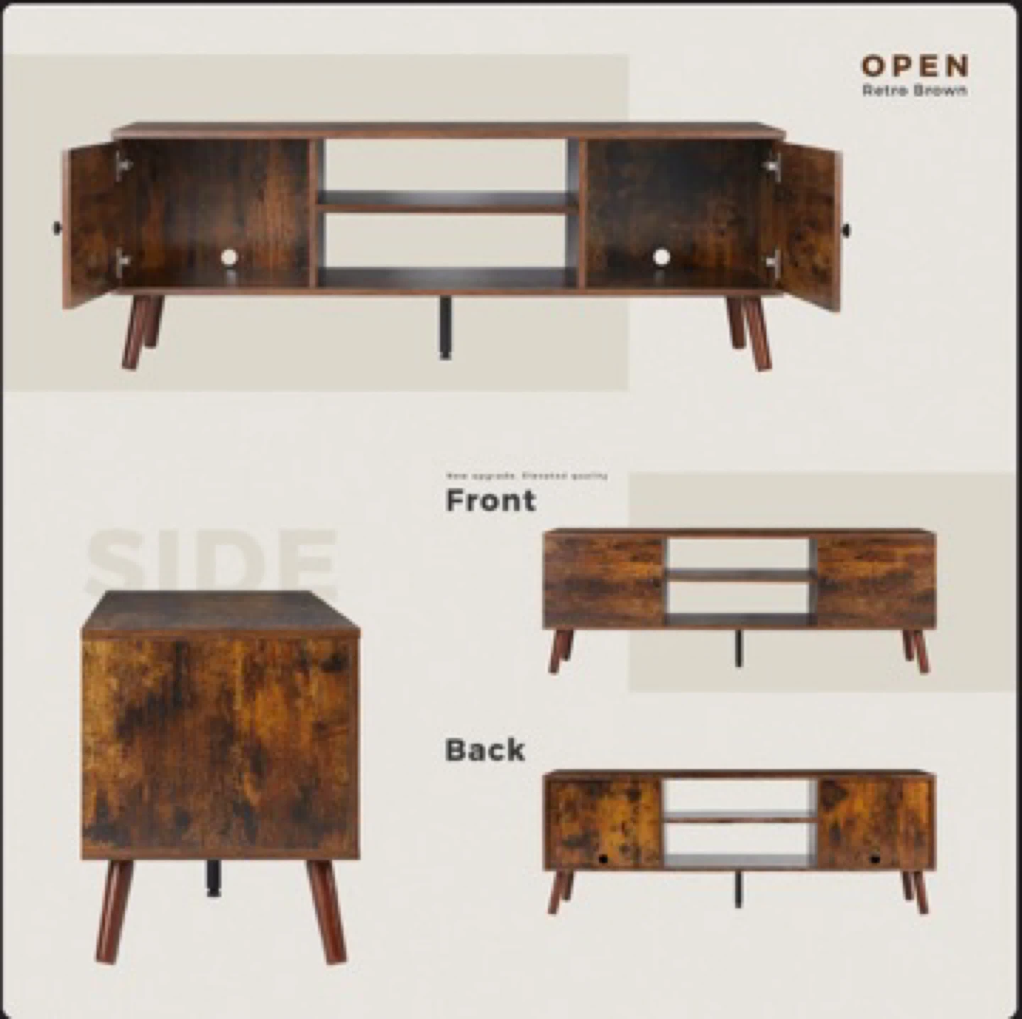 Josebe 65" TV Stand Media Console - Retro Brown