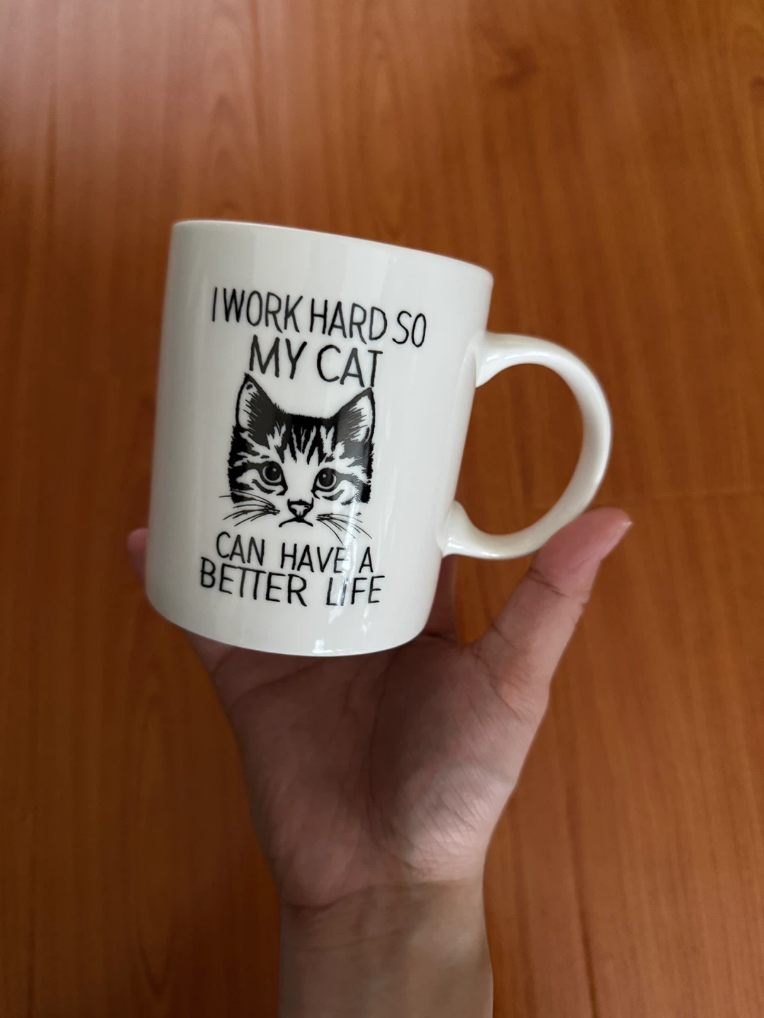 Ceramic Cat Mug - "I Work Hard So My Cat Can Have A Better Life"