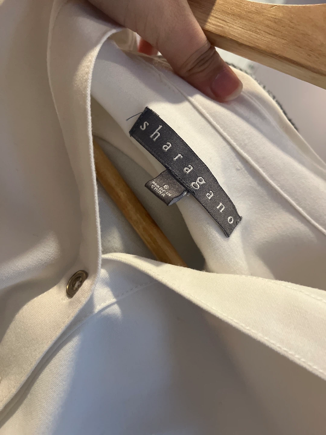 Sharagano White Button-Up Midi Dress with Belt - photo 5