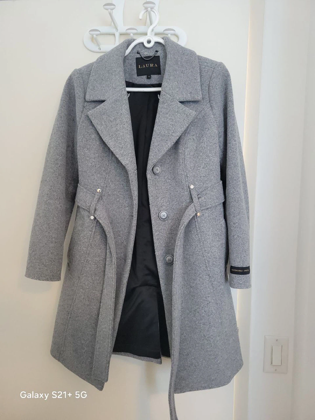 Laura Grey Wool Blend Coat with Fur Collar - photo 4