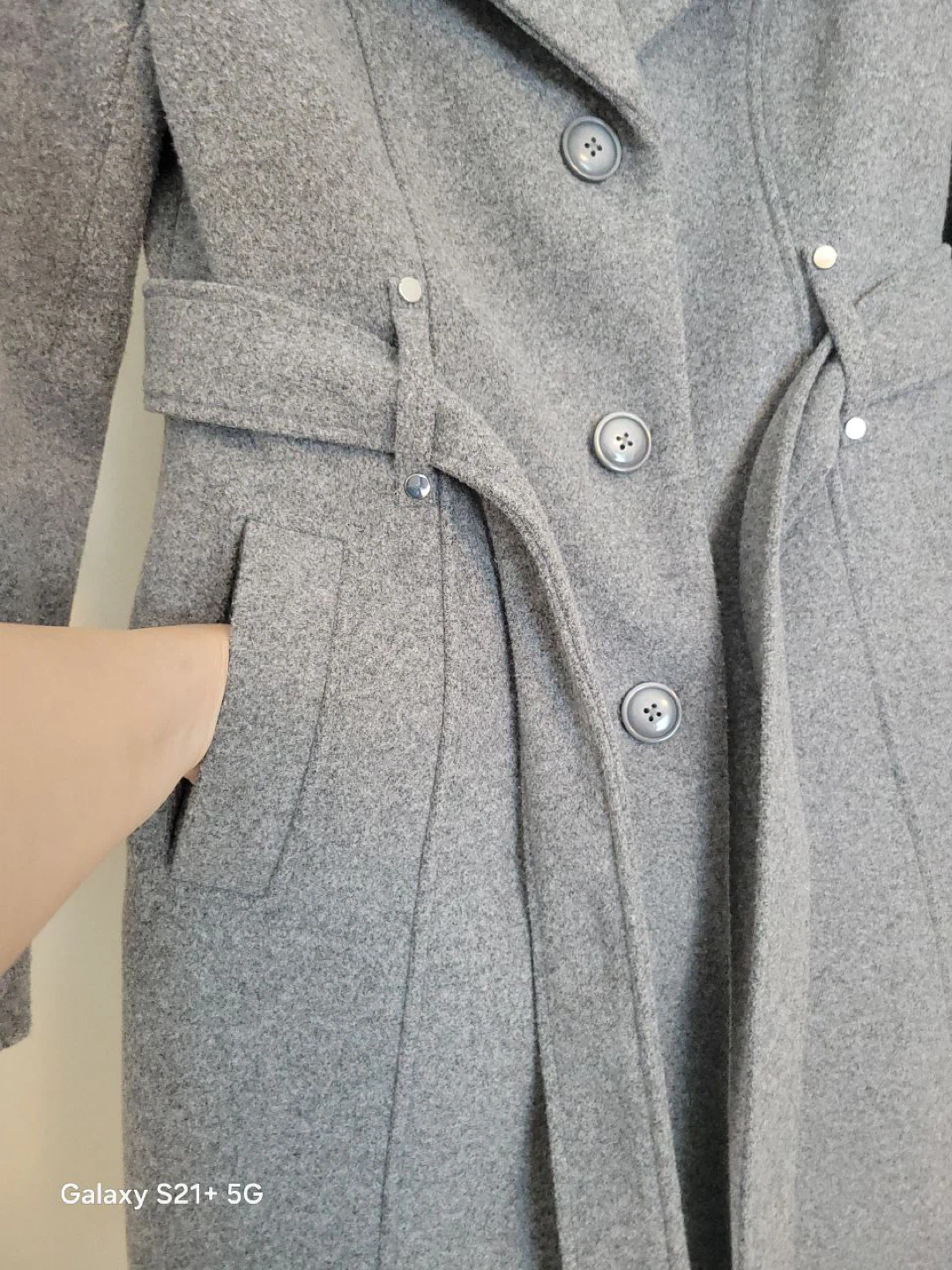 Laura Grey Wool Blend Coat with Fur Collar - photo 5
