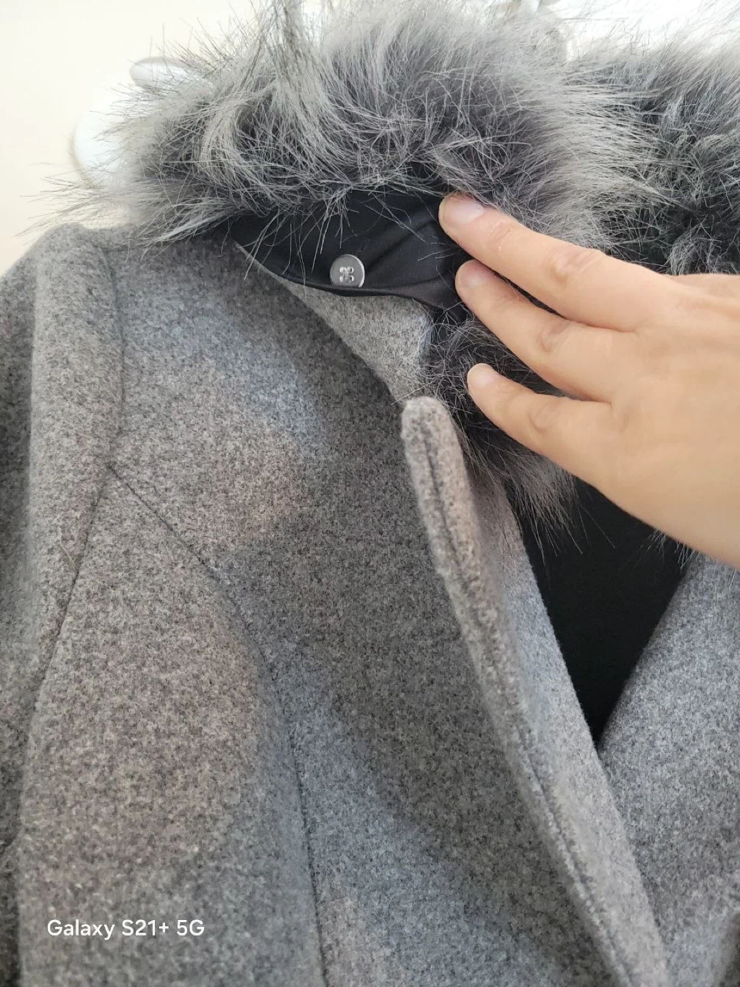 Laura Grey Wool Blend Coat with Fur Collar - photo 3
