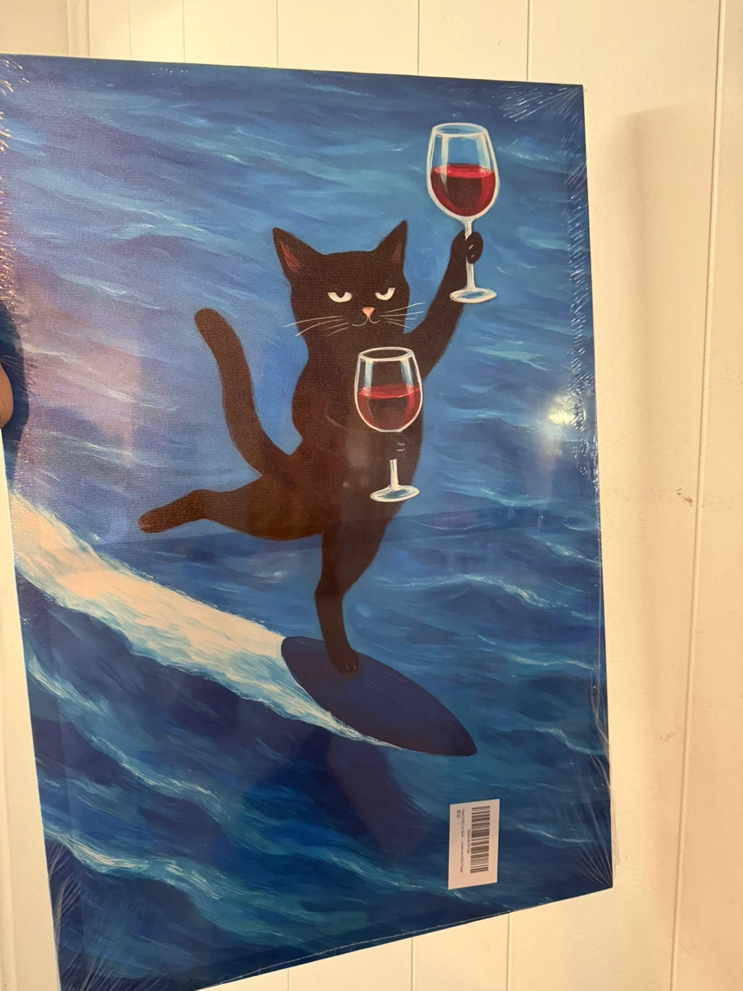 Surfing Cat with Wine Wall Art - photo 2