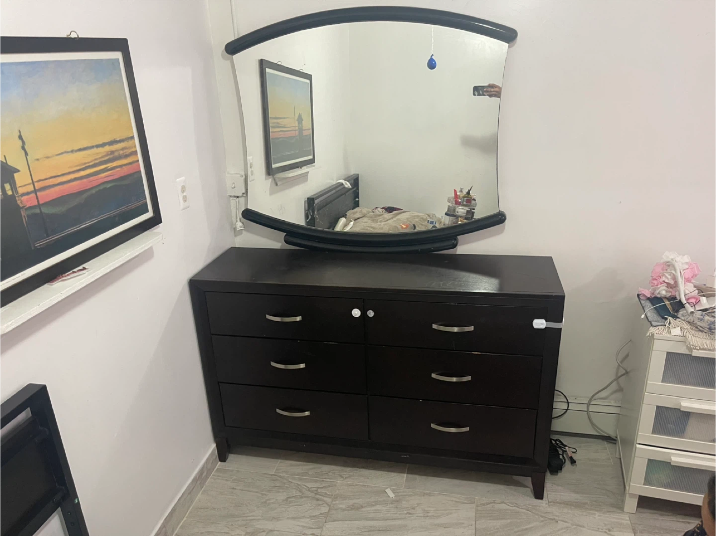 Dark Brown Dresser with Mirror