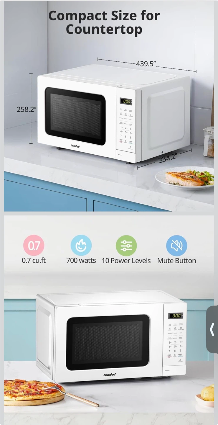 COMFEE CM-M201K Countertop Microwave Oven - White - photo 2