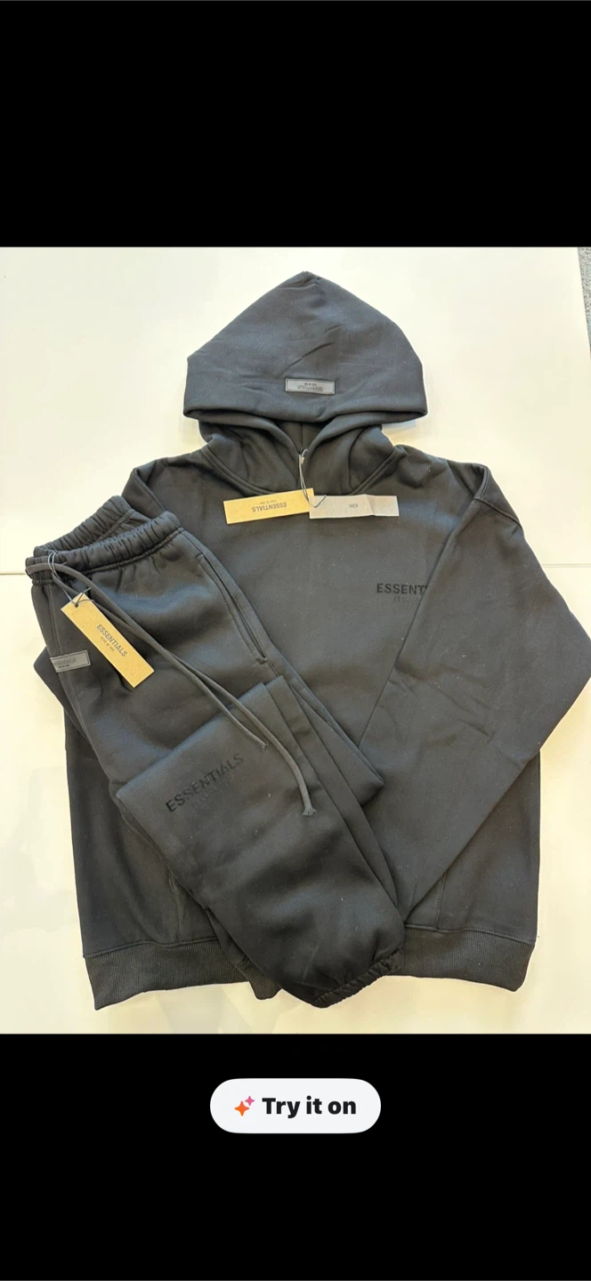 Fear of God Essentials Black Hoodie and Sweatpants Set - photo 4