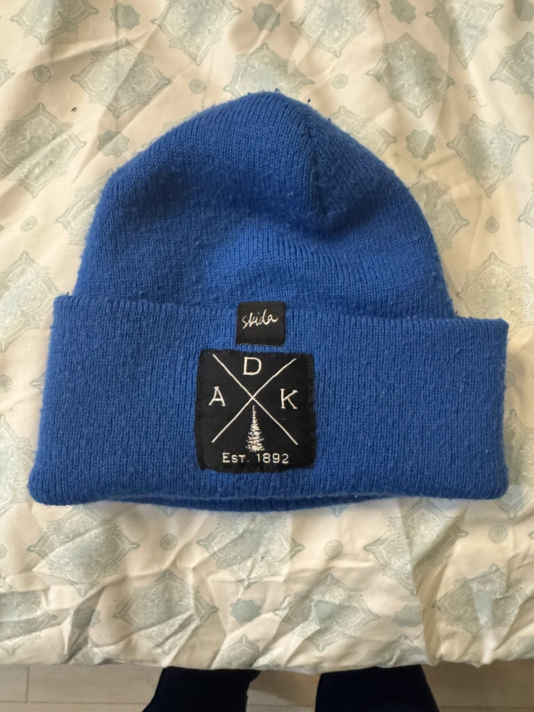 Blue Knit Beanie Hat